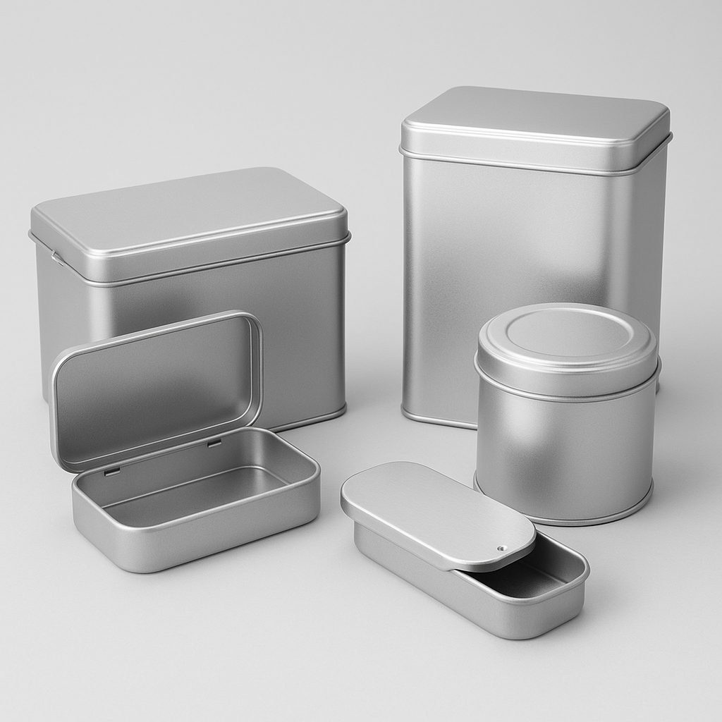 Stock Plain Silver Tins