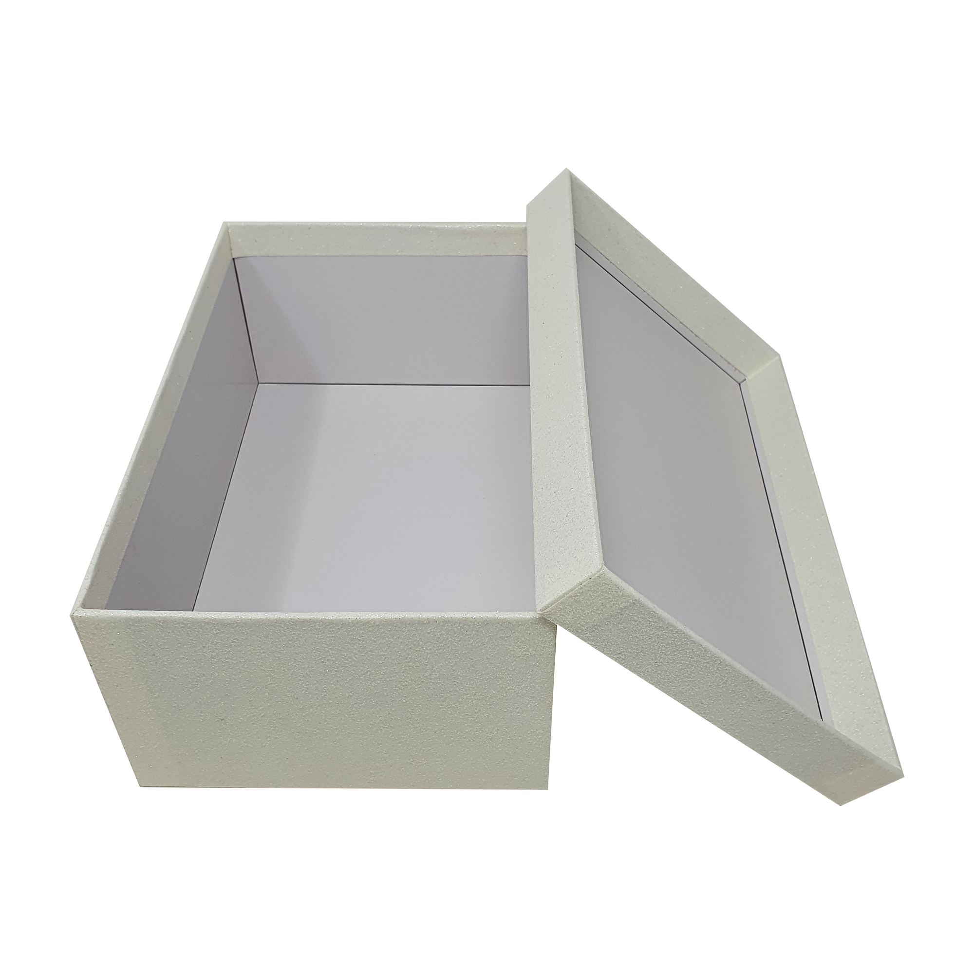 White Rectangular Sparkly Glitter Rigid Stacking Gift Boxes