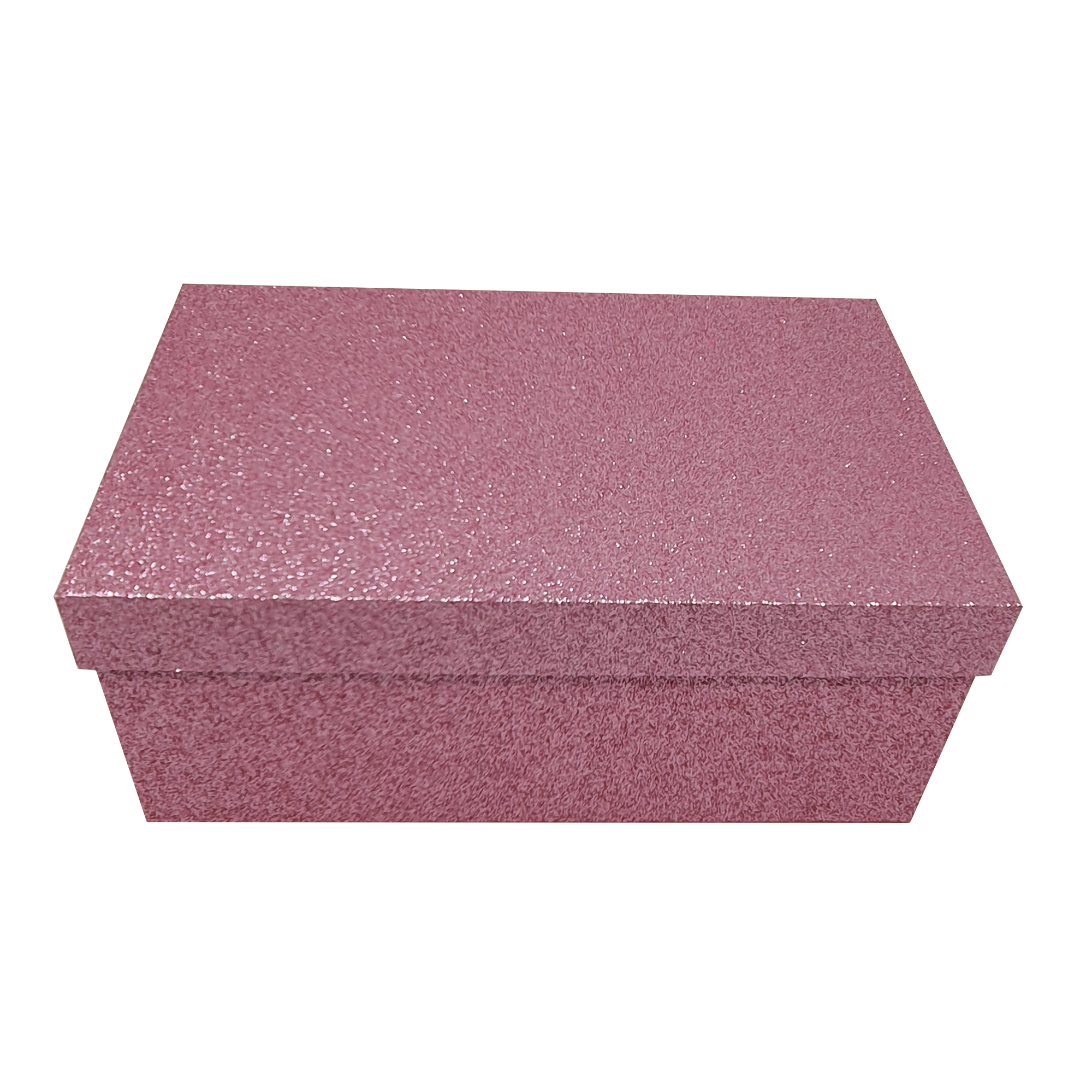 Wholesale Rosy Pink Rectangular Sparkly Glitter Rigid Stacking Gift Boxes