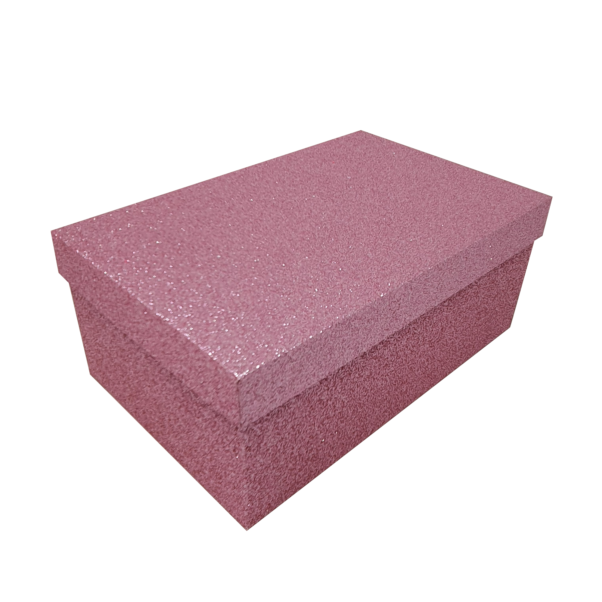 Wholesale Rosy Pink Rectangular Sparkly Glitter Rigid Stacking Gift Boxes