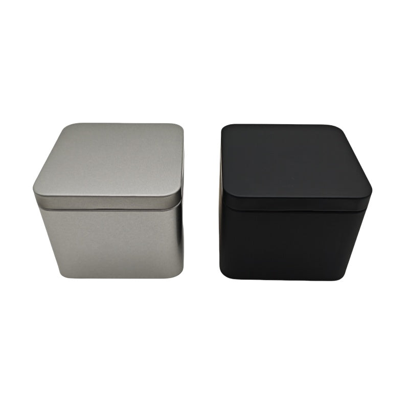 Silver & Black Square Gift Tin Box With Solid Lid/ L90 x W90 x H55(mm)