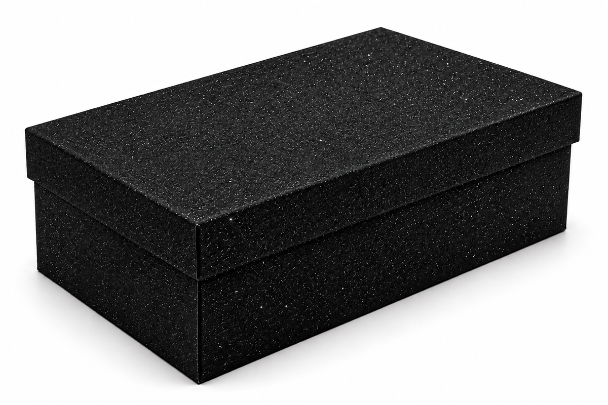 Black Glitter Rigid Gift Box with Lid – Luxury Packaging for Gifts & Retail (Single & Bulk)