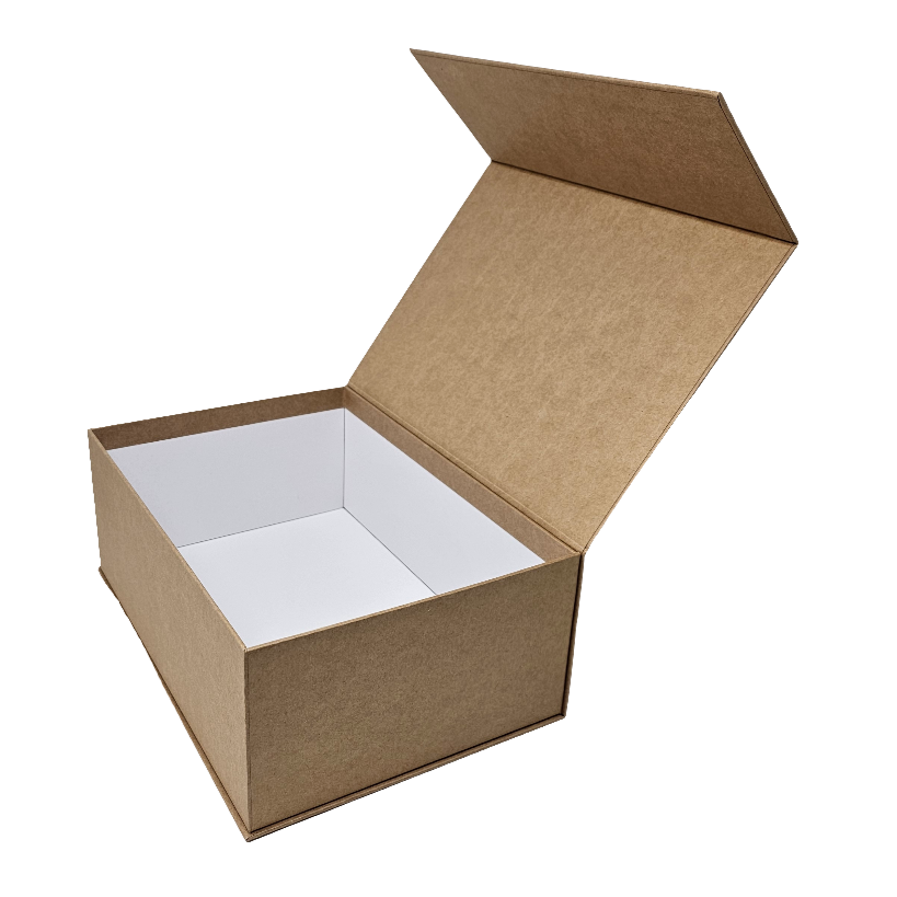 An open natural kraft Rigid Magnetic Gift Box