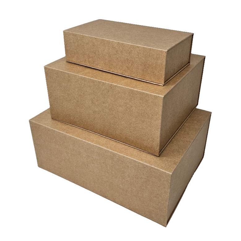 Wholesale Luxury Natural Kraft Rectangular Rigid Magnetic Gift Box