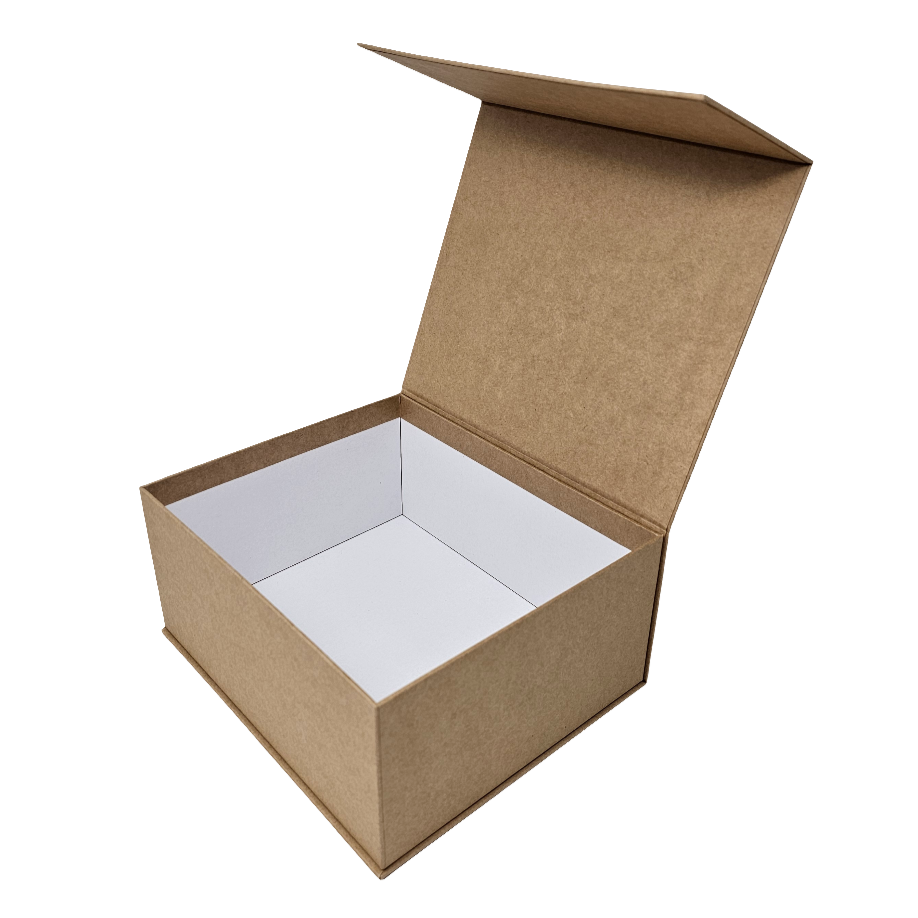 An open natural kraft Rigid Magnetic Gift Box