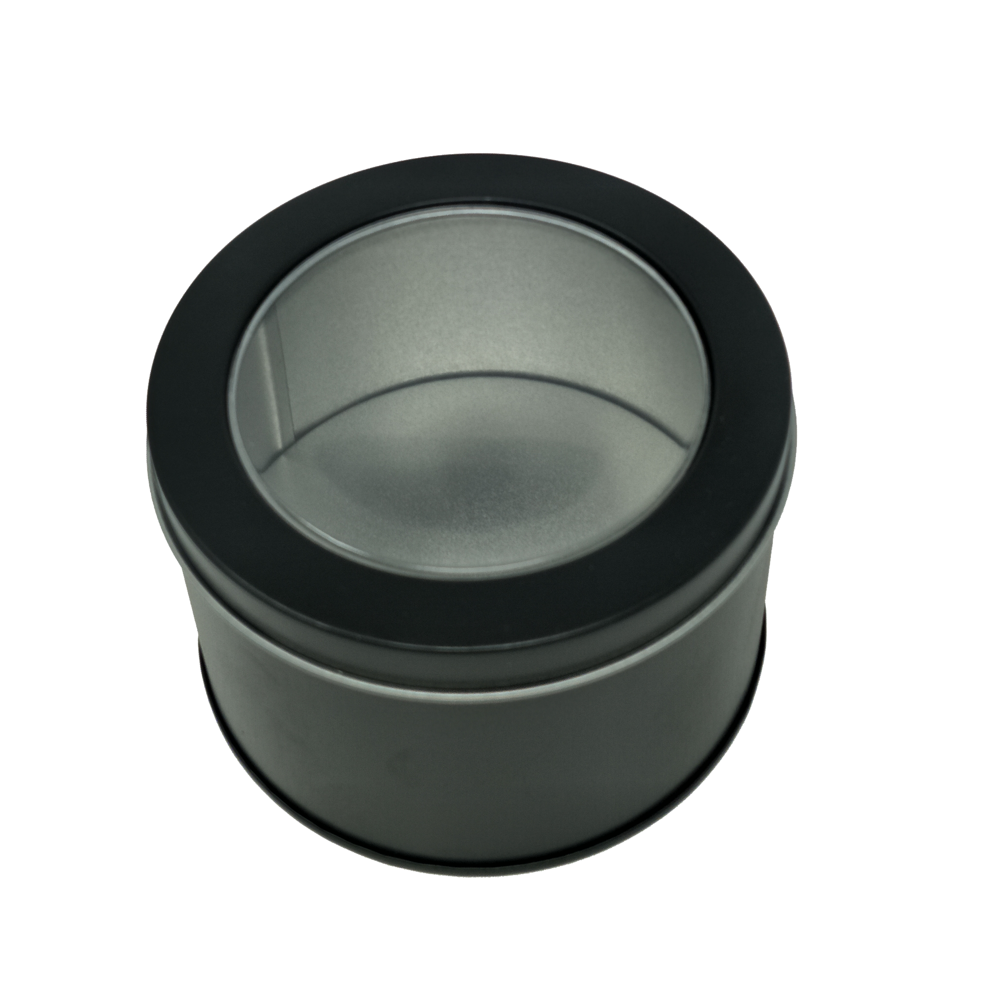 Printed Black/Gold Round Tin Box With Window Lid/ D90 x H60(mm)