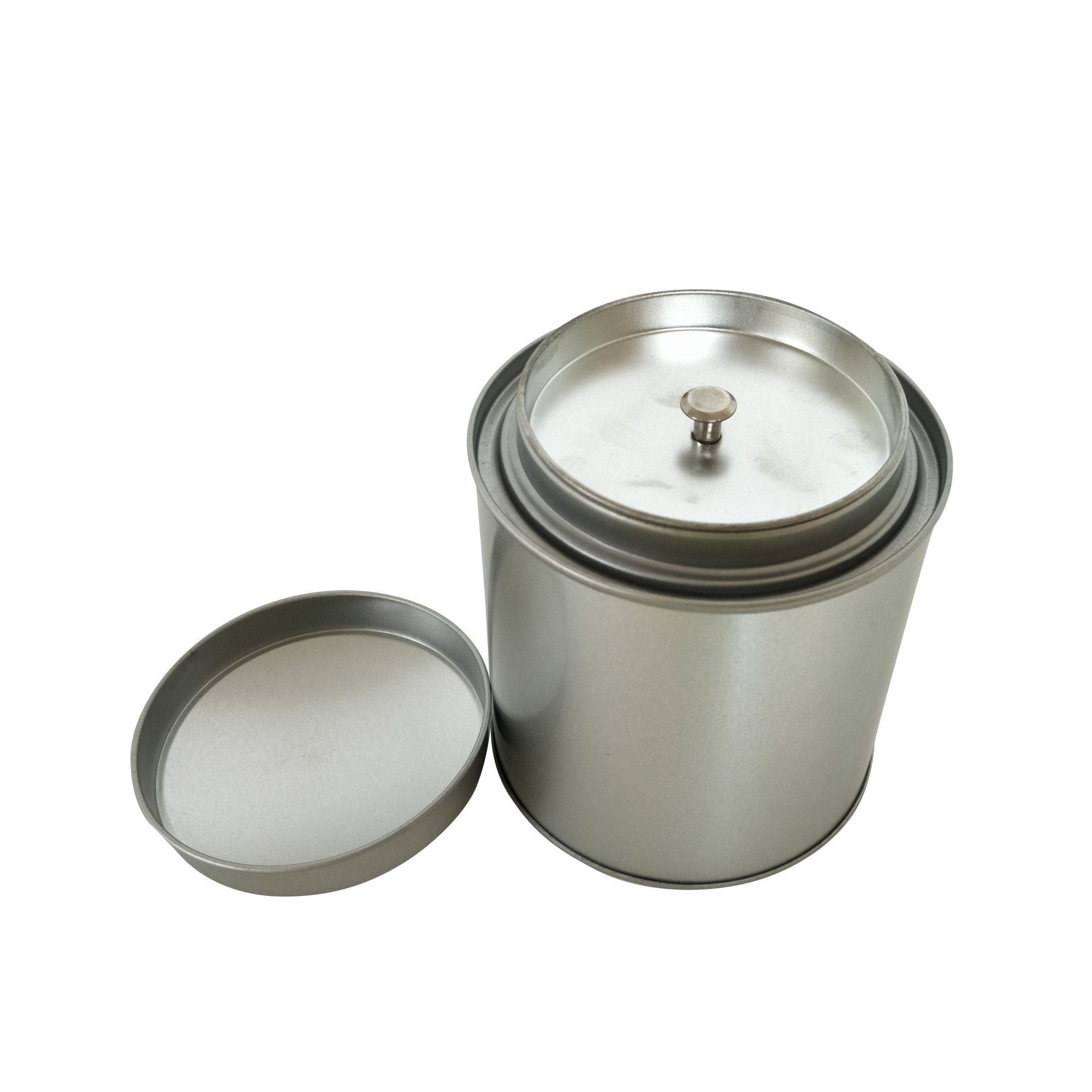 Plain Silver Round Tea Tin With Inner Slip Lid