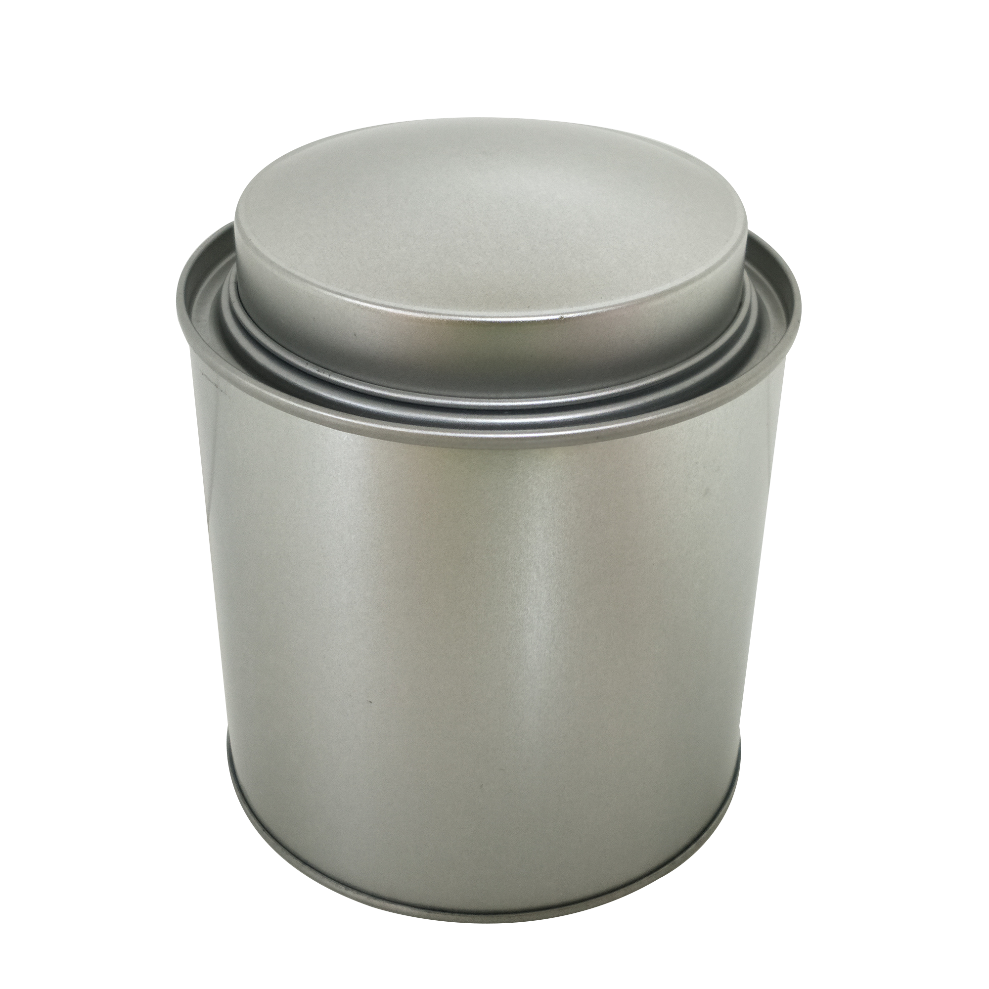 Plain Silver Round Tea Tin With Inner Slip Lid