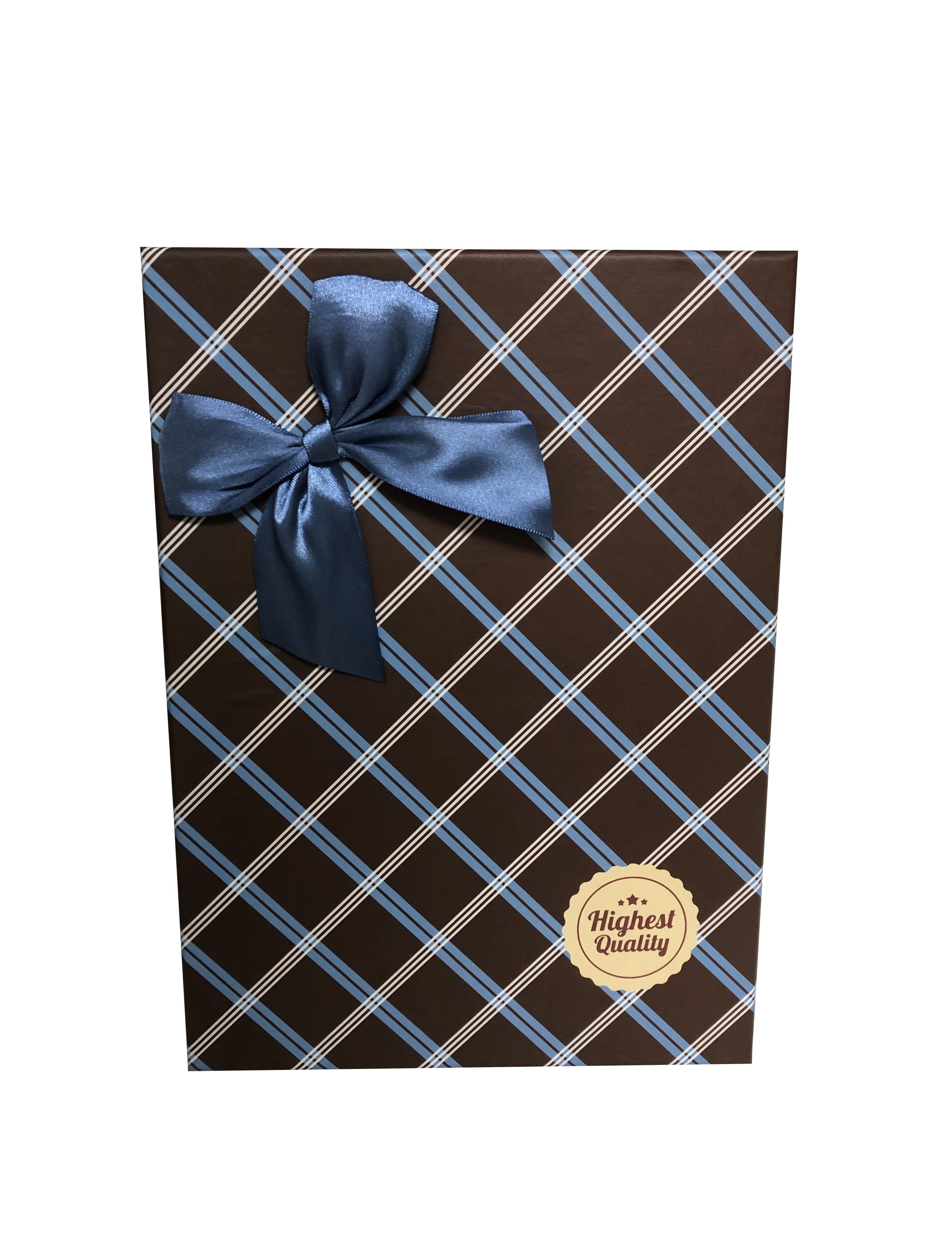 Rechteckige Geschenkbox aus kariertem Papier mit Schleife
