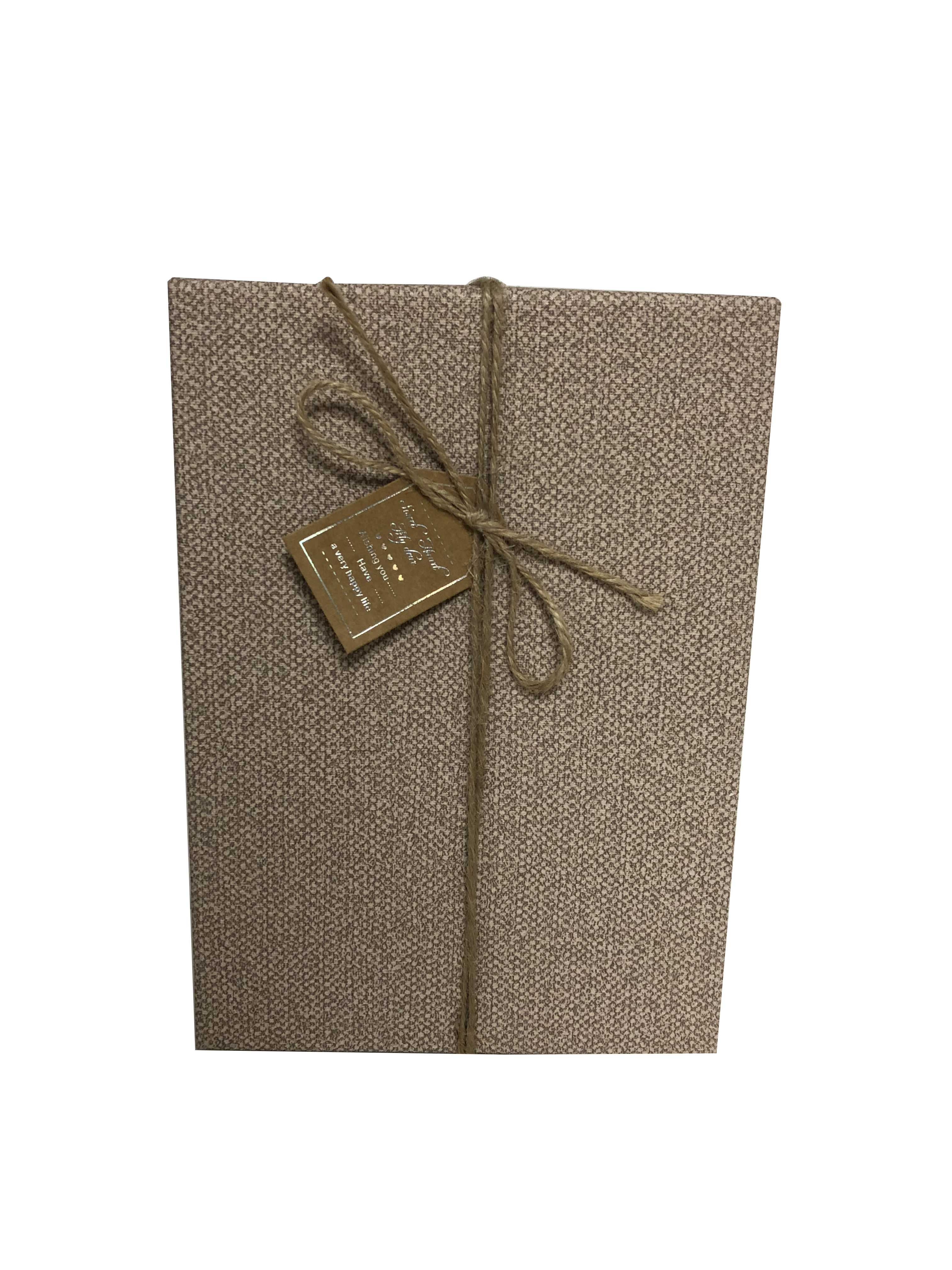 Rechteckige Geschenkbox aus Papier mit Schleife und Anhänger