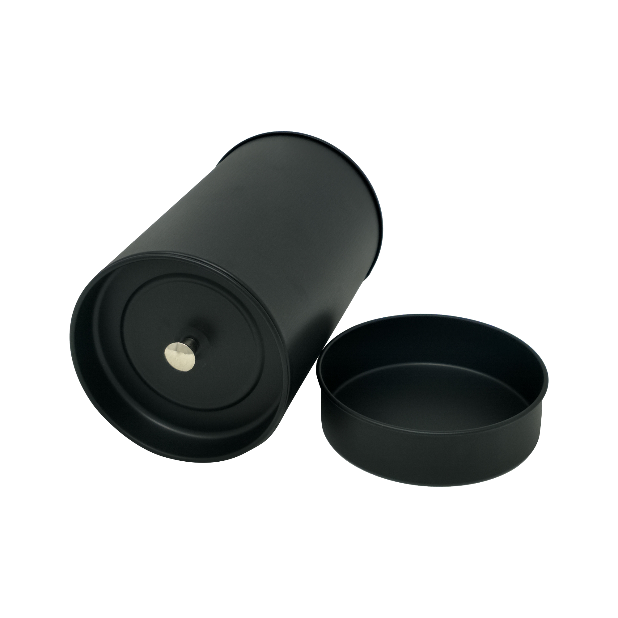 Wholesale Printed Black Round Gift Tea Tin Box With Inner Lid/ D75 x H120(mm)