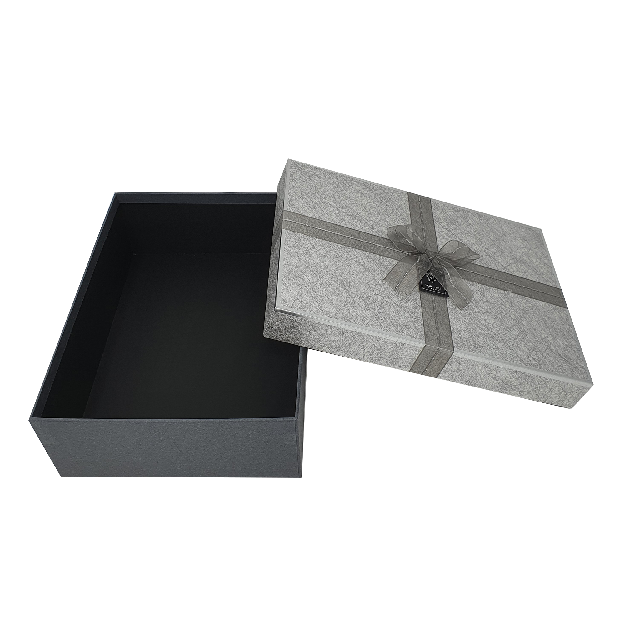 Silber gemustertes Geschenkbox-Set mit Metallband und Schleife