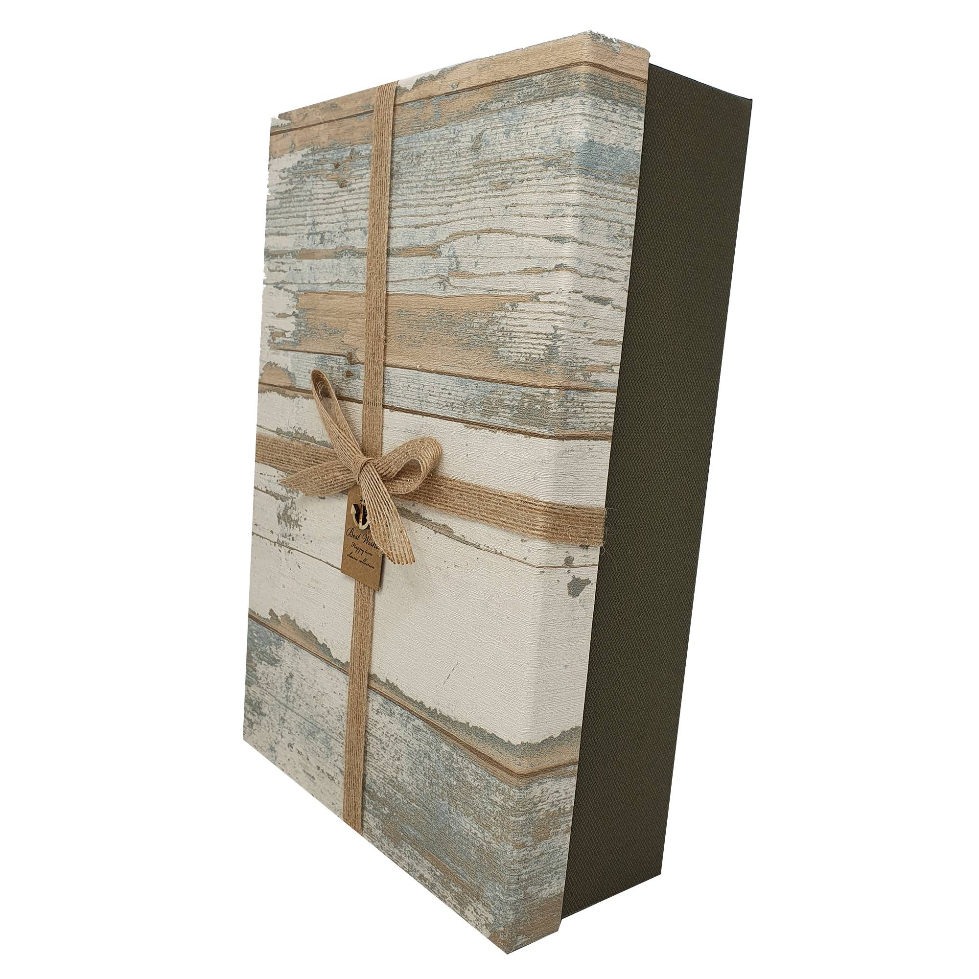 Wooden Effect Gift Box Set with Ribbon and Bow