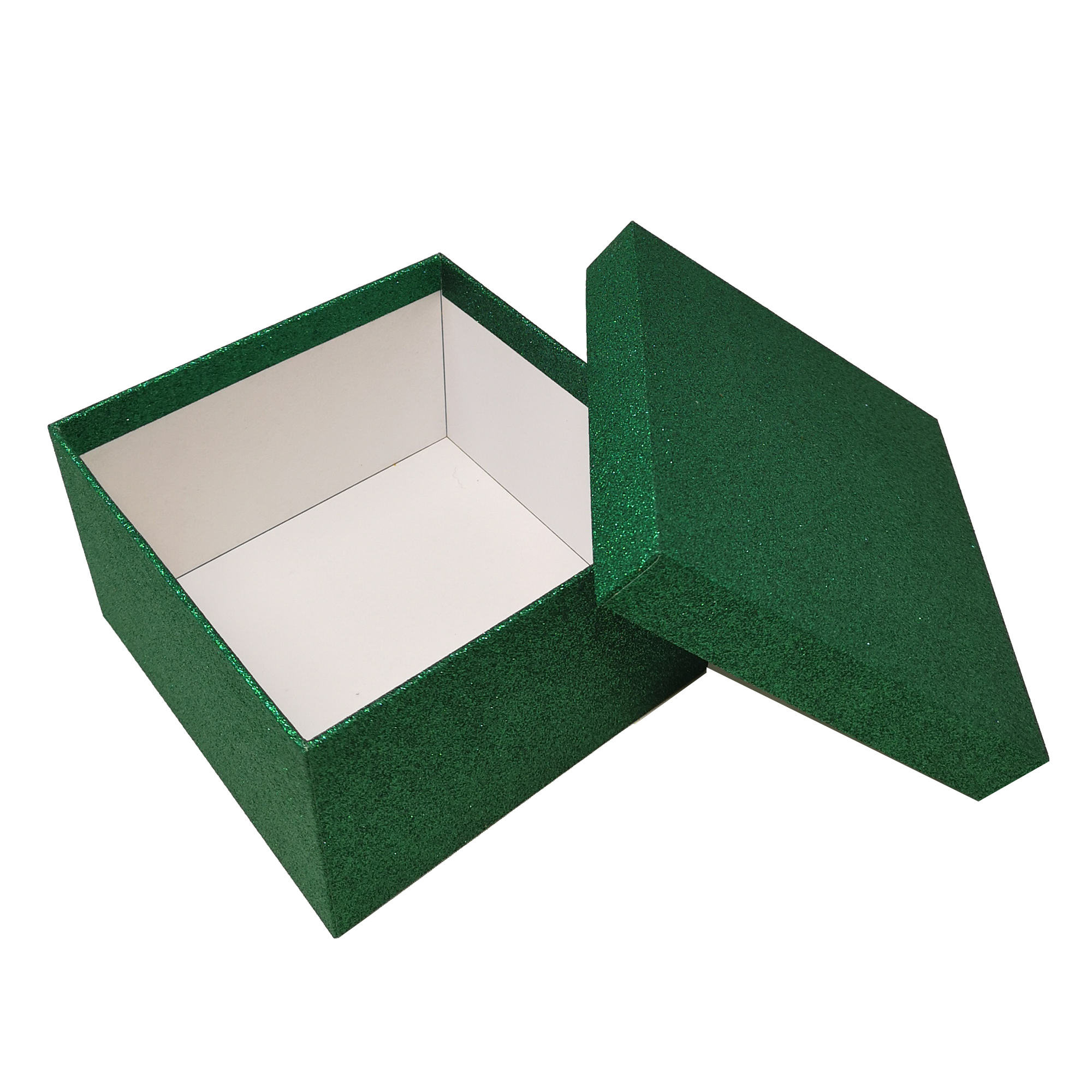 Green Square Sparkly Glitter Rigid Stacking Gift Boxes