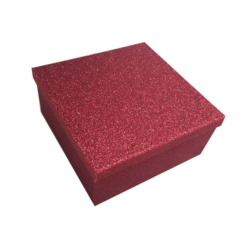 Red Square Glitter Rigid Storage Decoration Gift Box Set of 6 Pieces With Lid - Ld Packagingmall