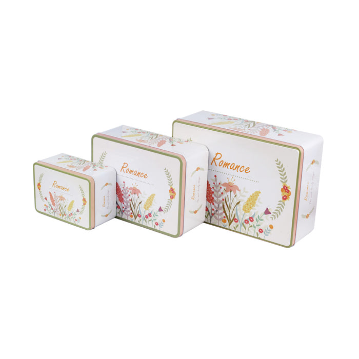 Rectangular Step Lid Storage Tin - Set of 3 - Ld Packagingmall