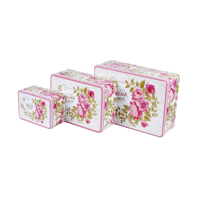 Rectangular Step Lid Storage Tin - Set of 3 - Ld Packagingmall