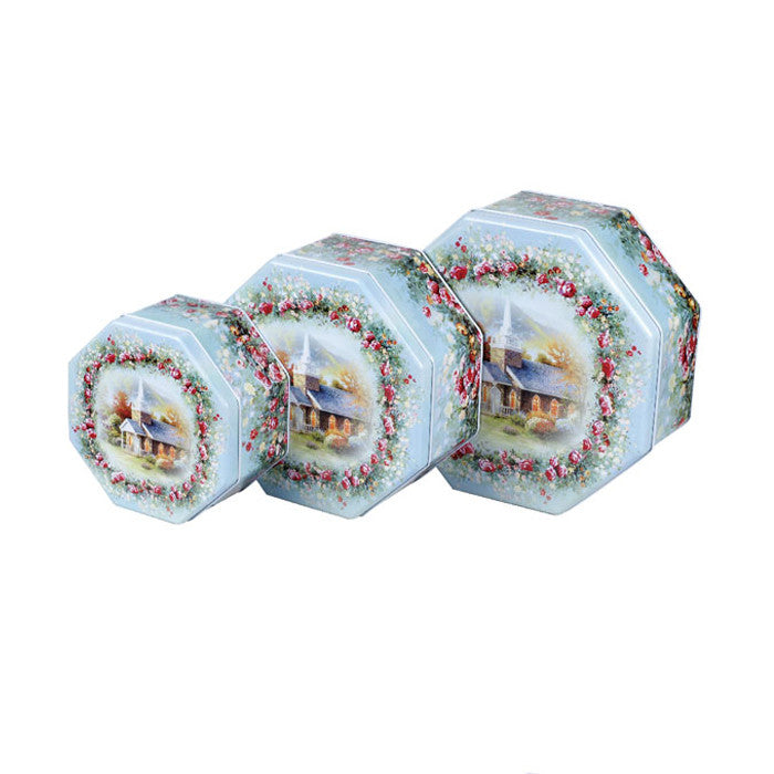 Octagonal Slip Lid Stackable Storage Tin - Set of 3 - Ld Packagingmall