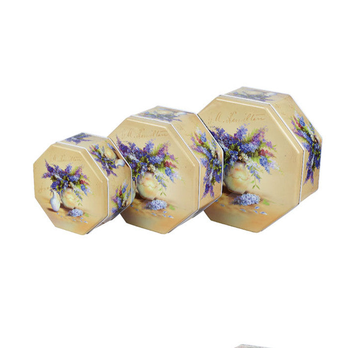 Octagonal Slip Lid Stackable Storage Tin - Set of 3 - Ld Packagingmall