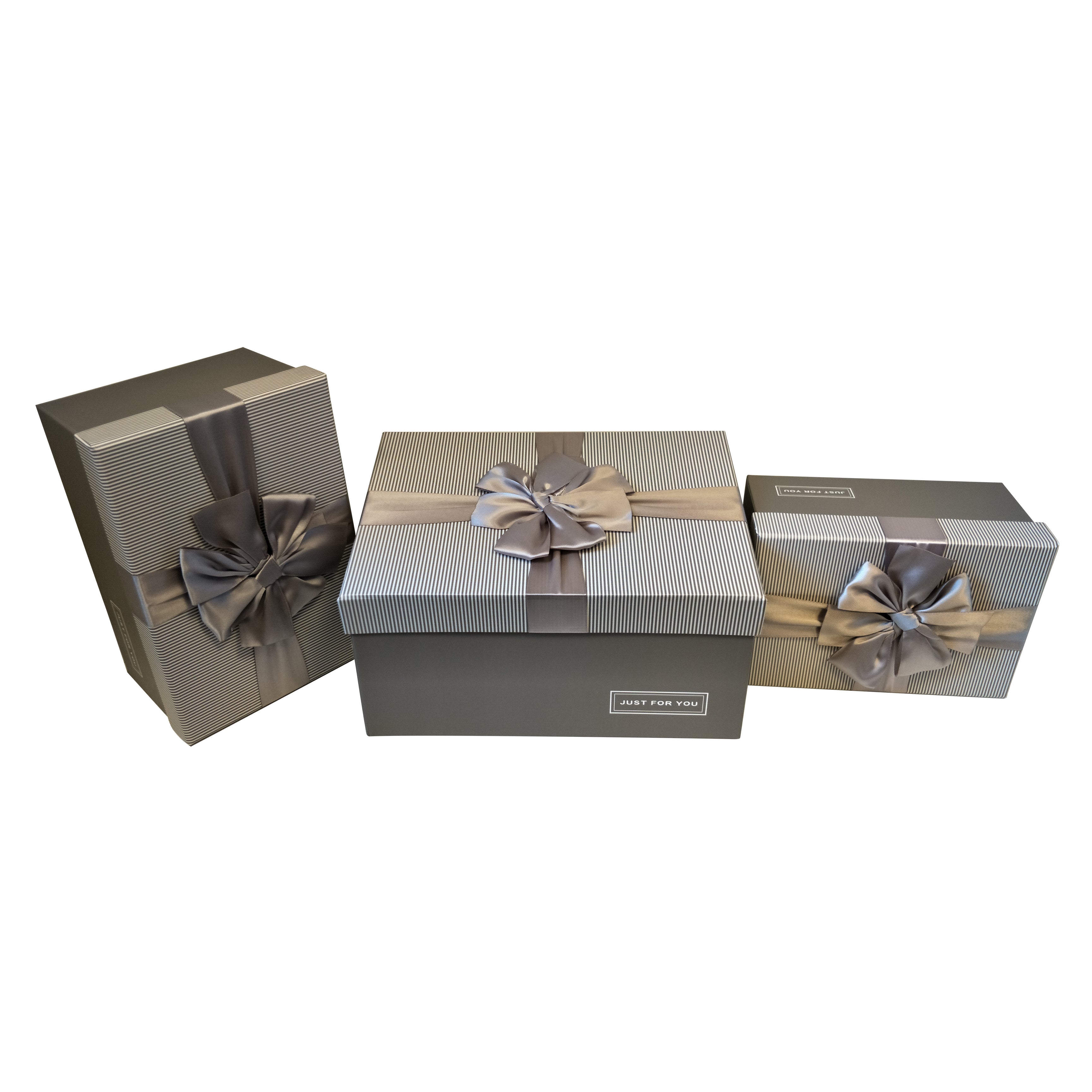 Luxury Nested Rigid Rectangular Gift Box With Lift Off Lid And Ribbon & Bow- Set Of 3 - Ld Packagingmall