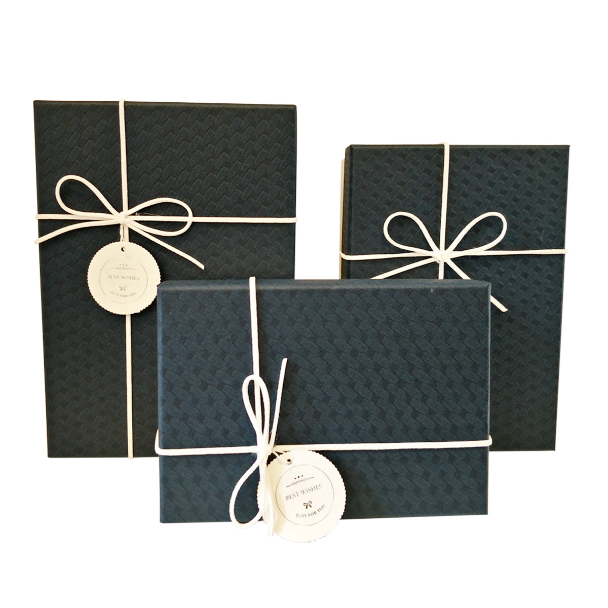 Luxury Rigid Rectangular Gift Box with Bow and Tag - Set of 3 - Ld Packagingmall