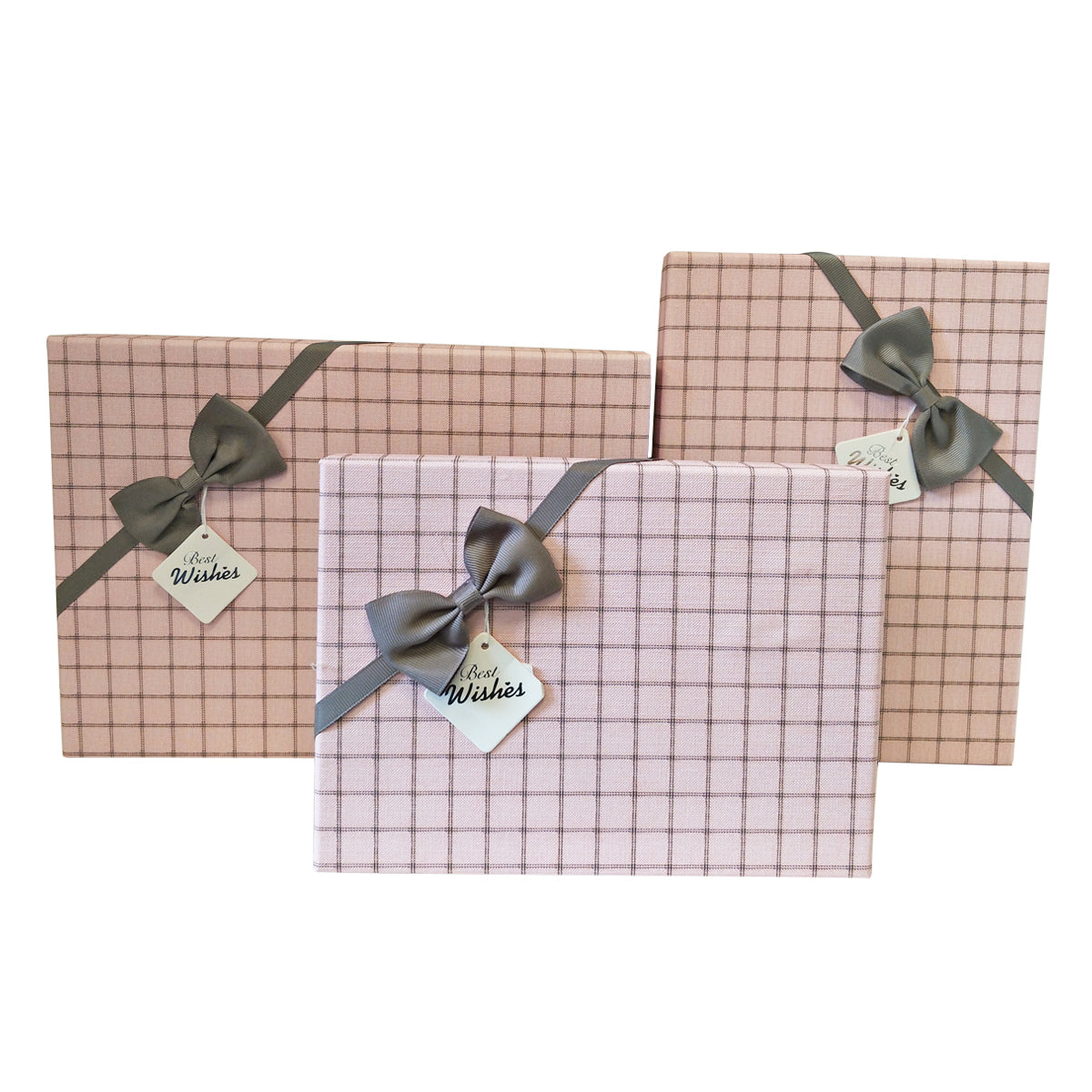 Luxury Rigid Checkered Pattern Gift Box with Bow and Tag - Ld Packagingmall