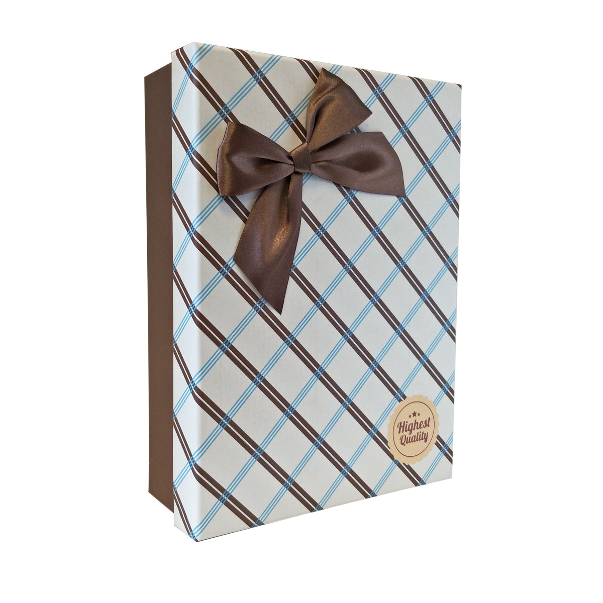 Luxury Rigid Checkered Pattern Gift Box with Bow - Ld Packagingmall