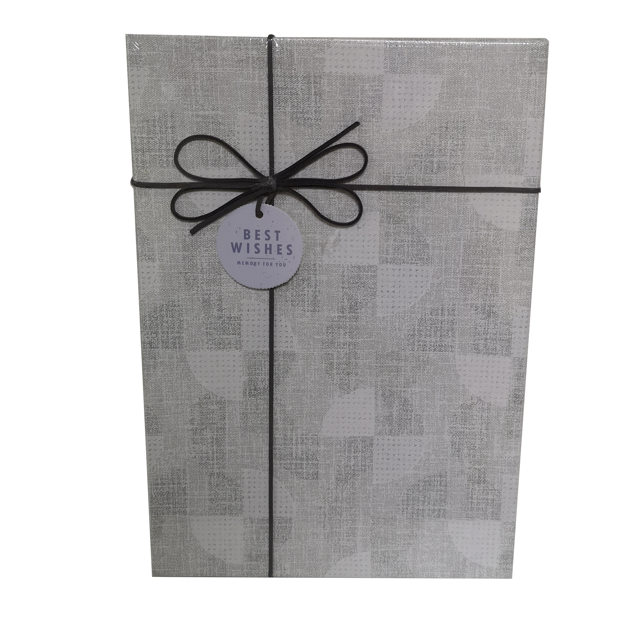 Rectangular Rigid Abstract Circle Gift Box With Ribbon & Bow