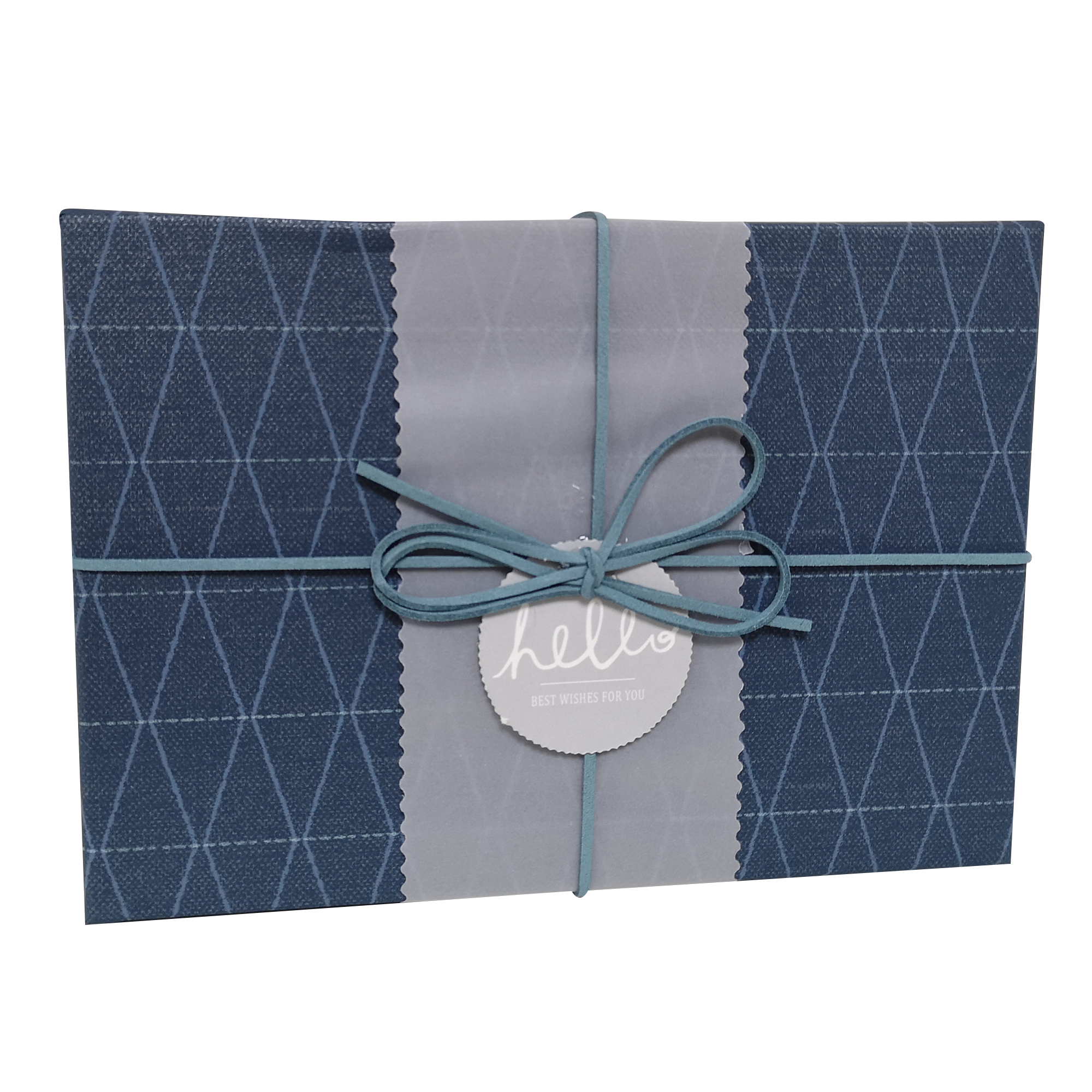 Rectangular Rigid Geometric Pattern Gift Box With Ribbon & Sleeve