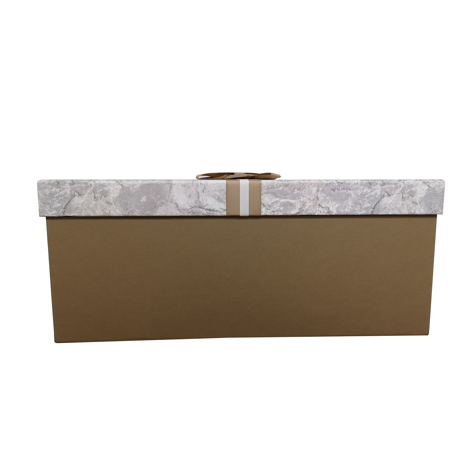 Luxury Extra Large Rectangular Rigid Marble Print Gift Box With Gold Ribbon & Bow