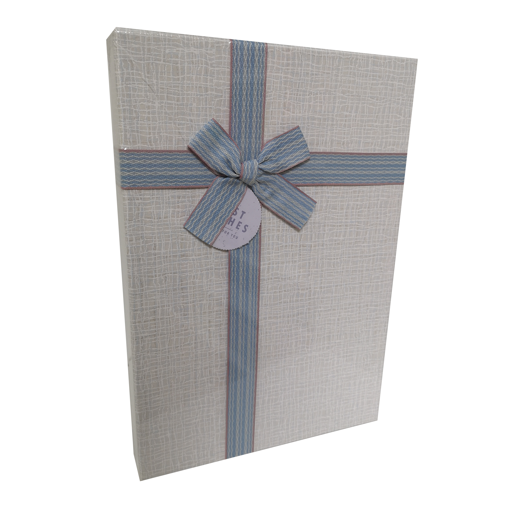 Rechteckige, starre Geschenkbox mit Karos, Band und Schleife