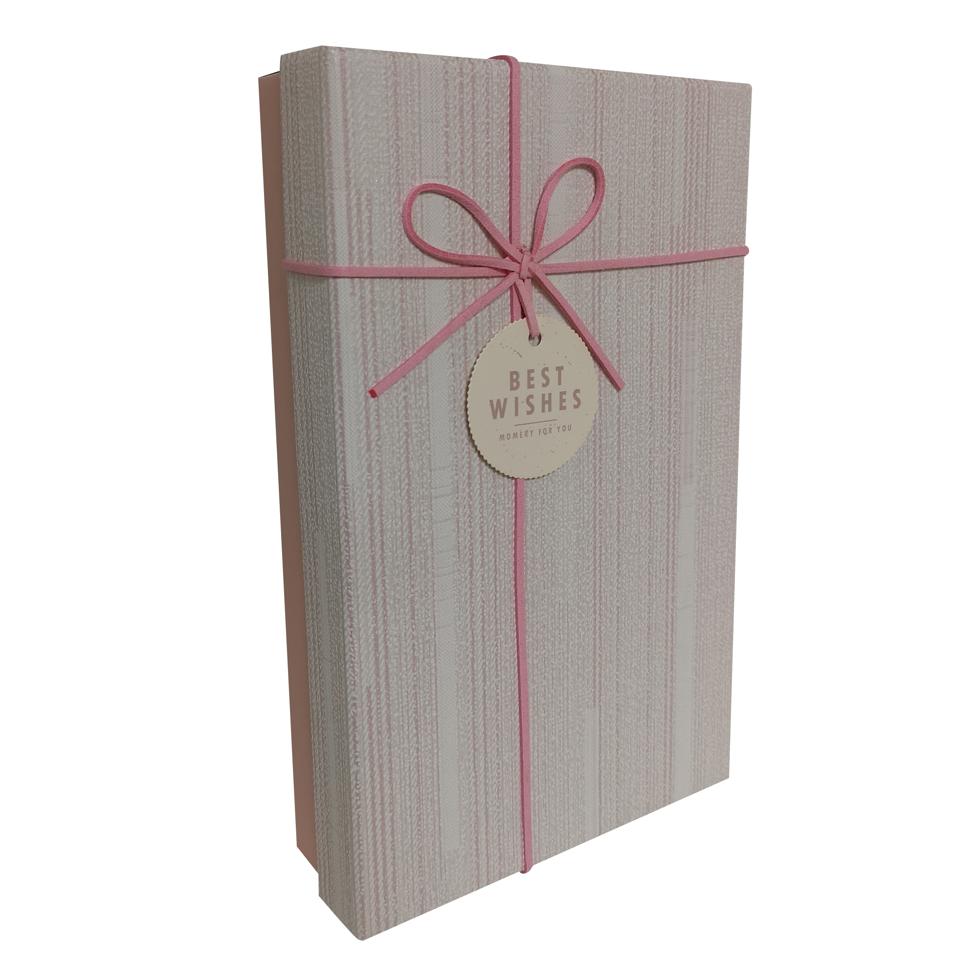 Rectangular Rigid Vertical Lines Gift Box With Ribbon & Bow