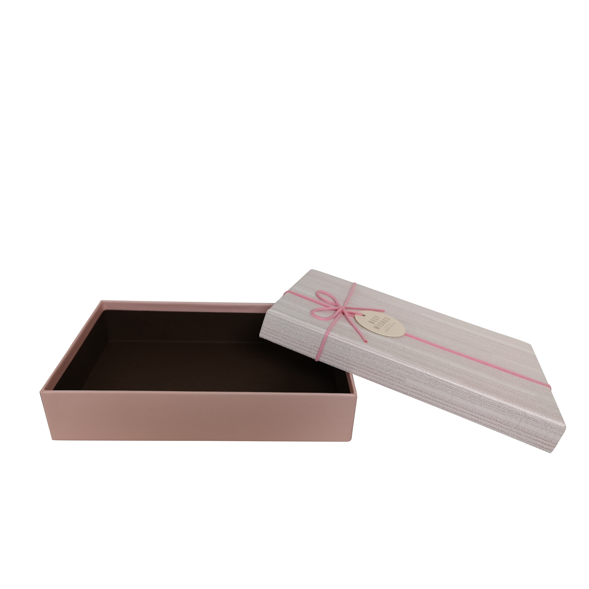 Rectangular Rigid Vertical Lines Gift Box With Ribbon & Bow