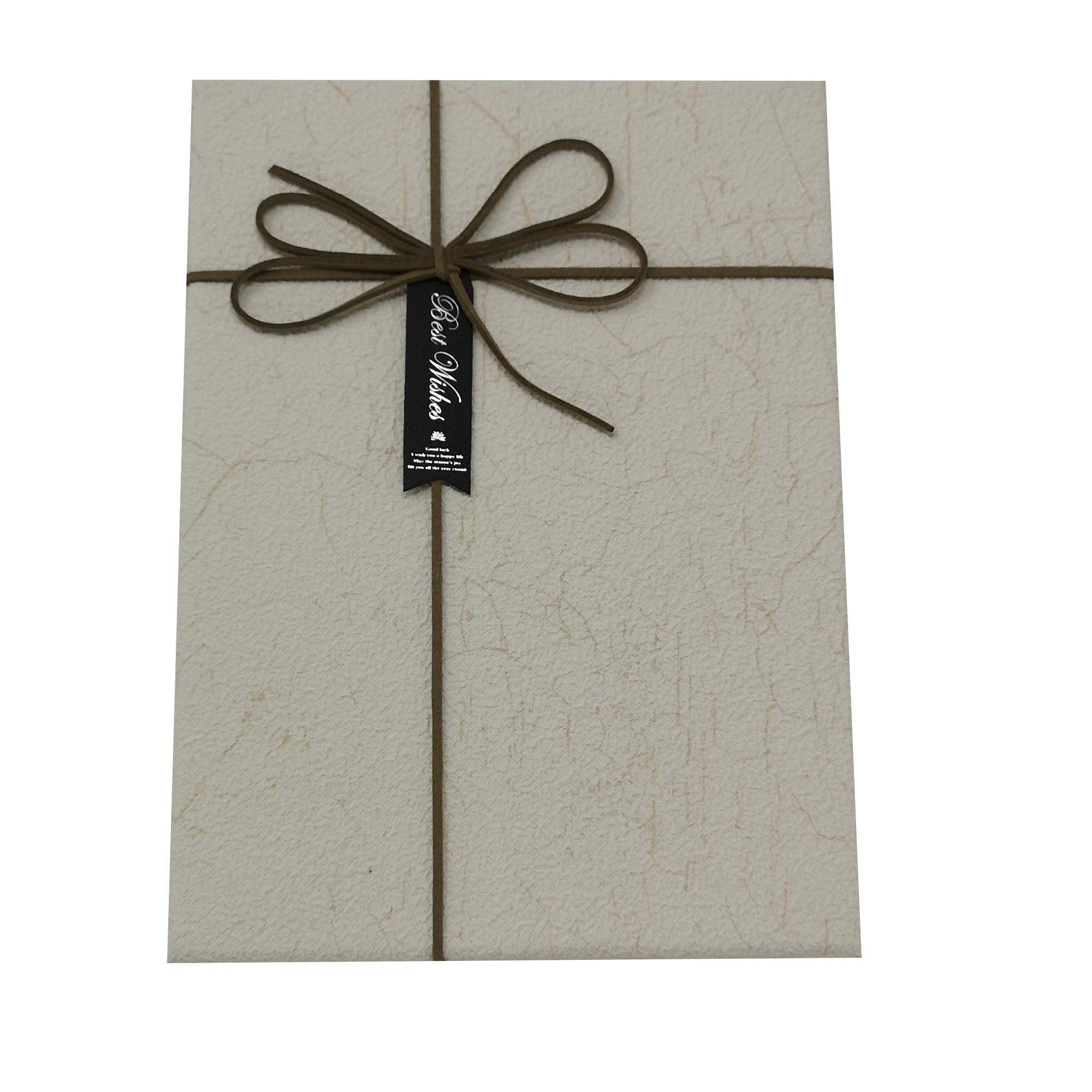 Textured Rectangle Gift Box with Ribbon and Tag