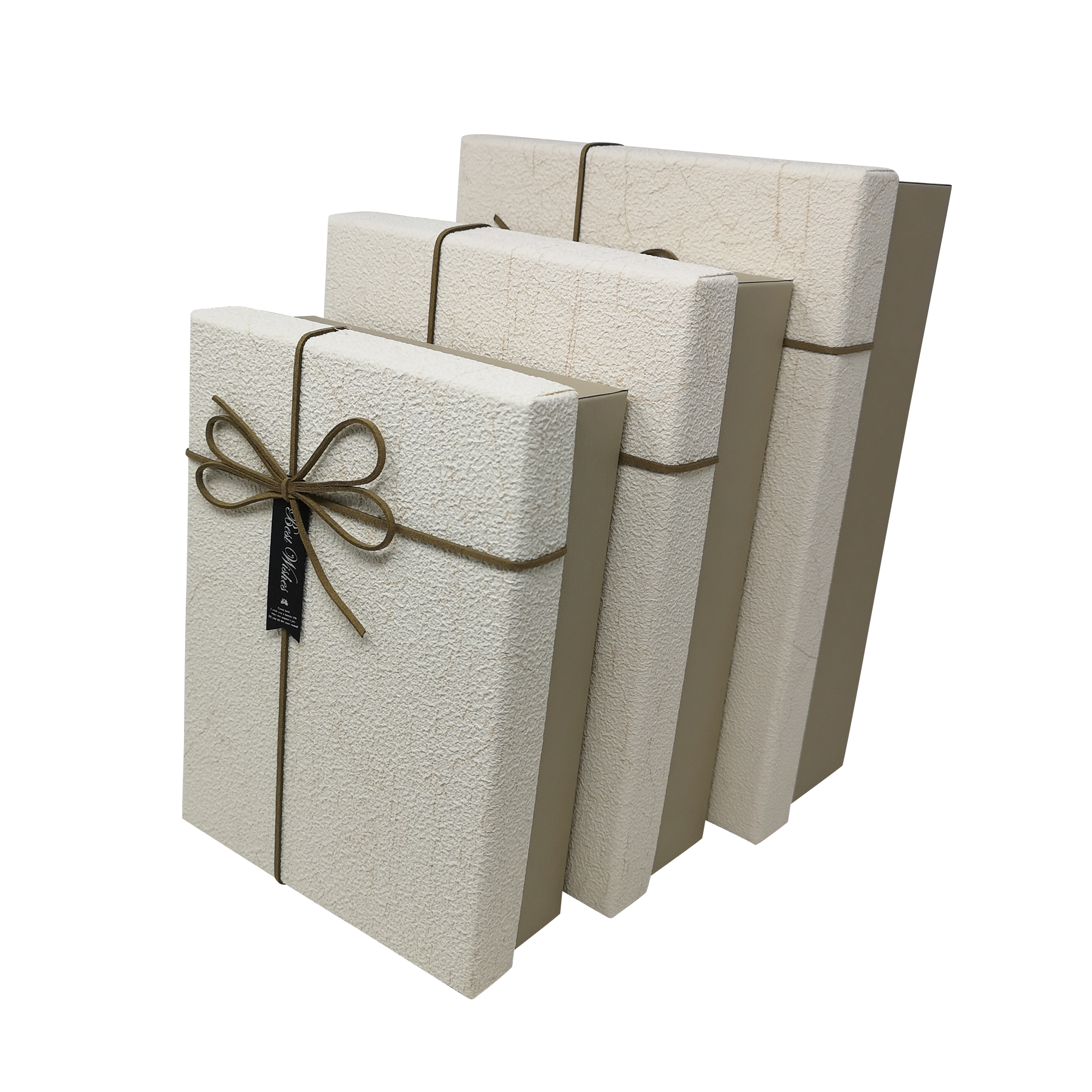 Textured Rectangle Gift Box with Ribbon and Tag