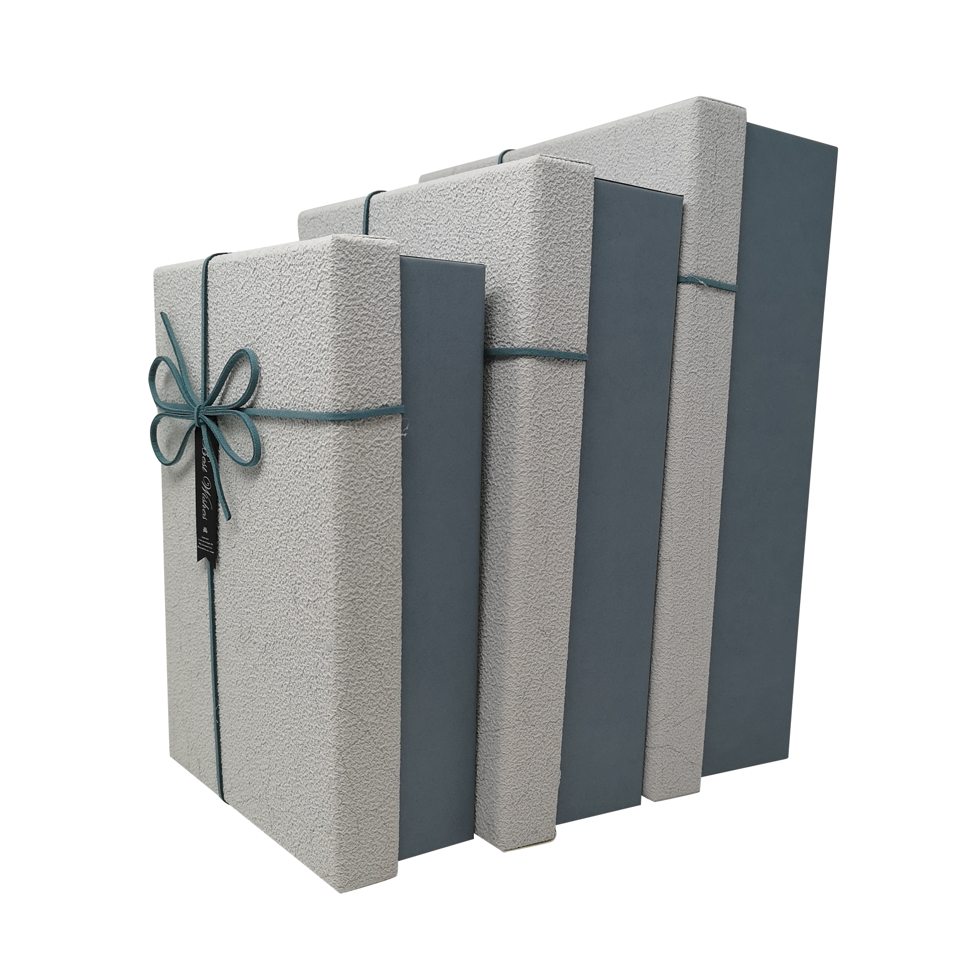 Textured Rectangle Gift Box with Ribbon and Tag