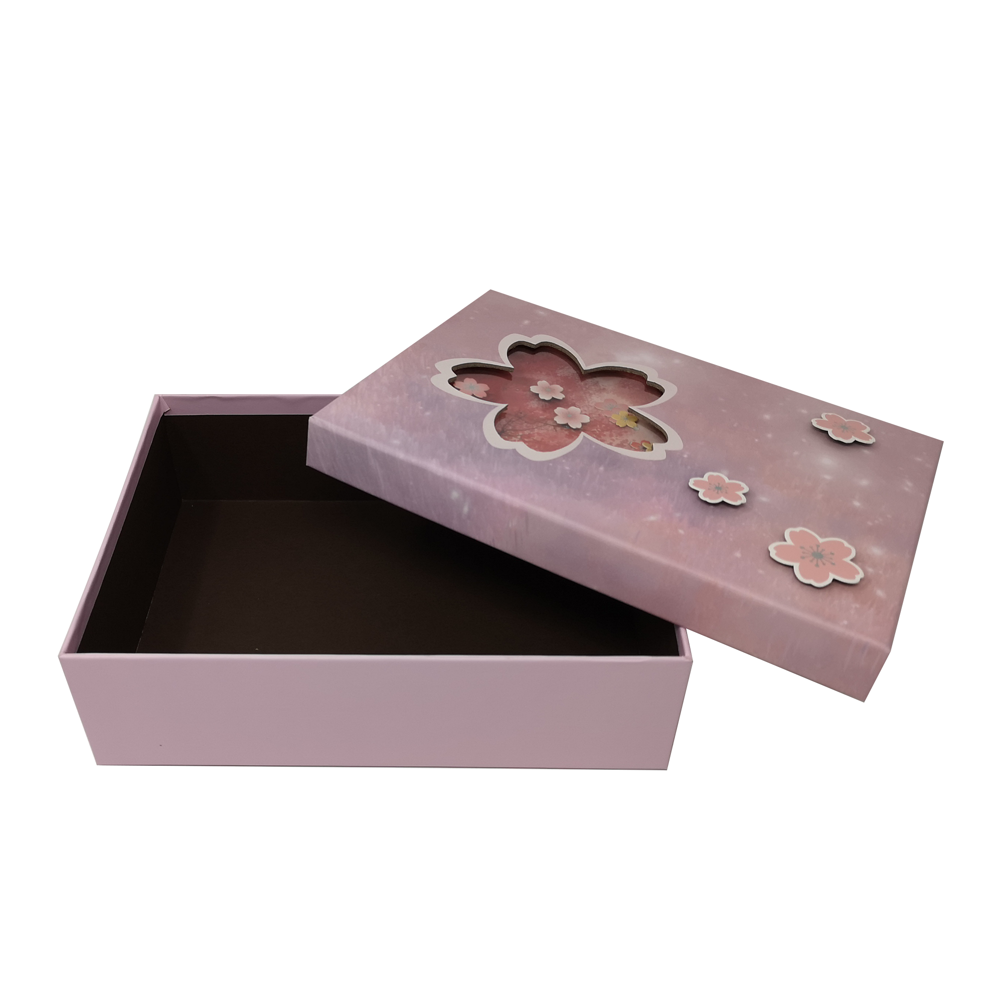 Blütenmuster mit Konfetti-Geschenkbox