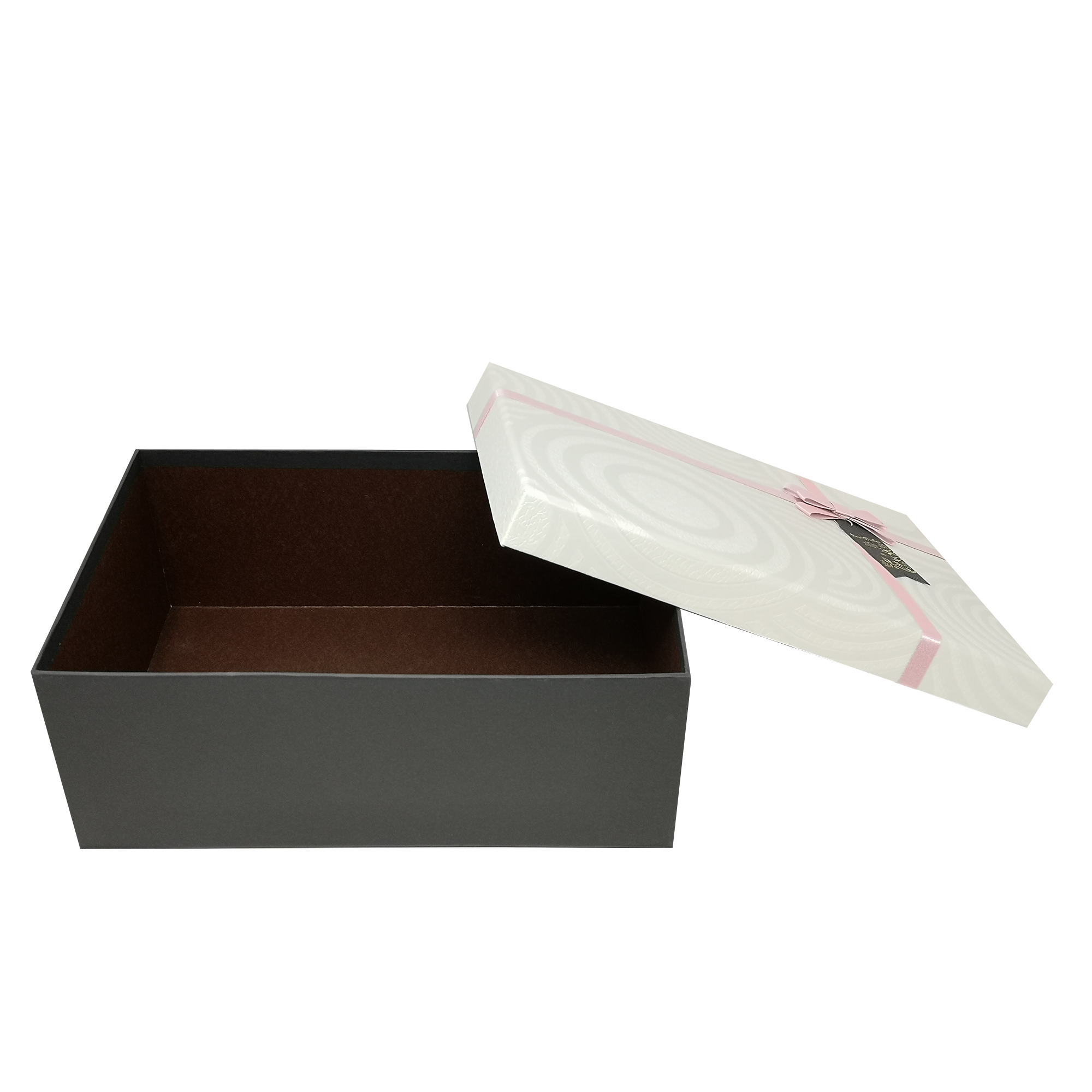 Extra Large Debossed Circle Pattern Gift Box with Ribbon and Tag
