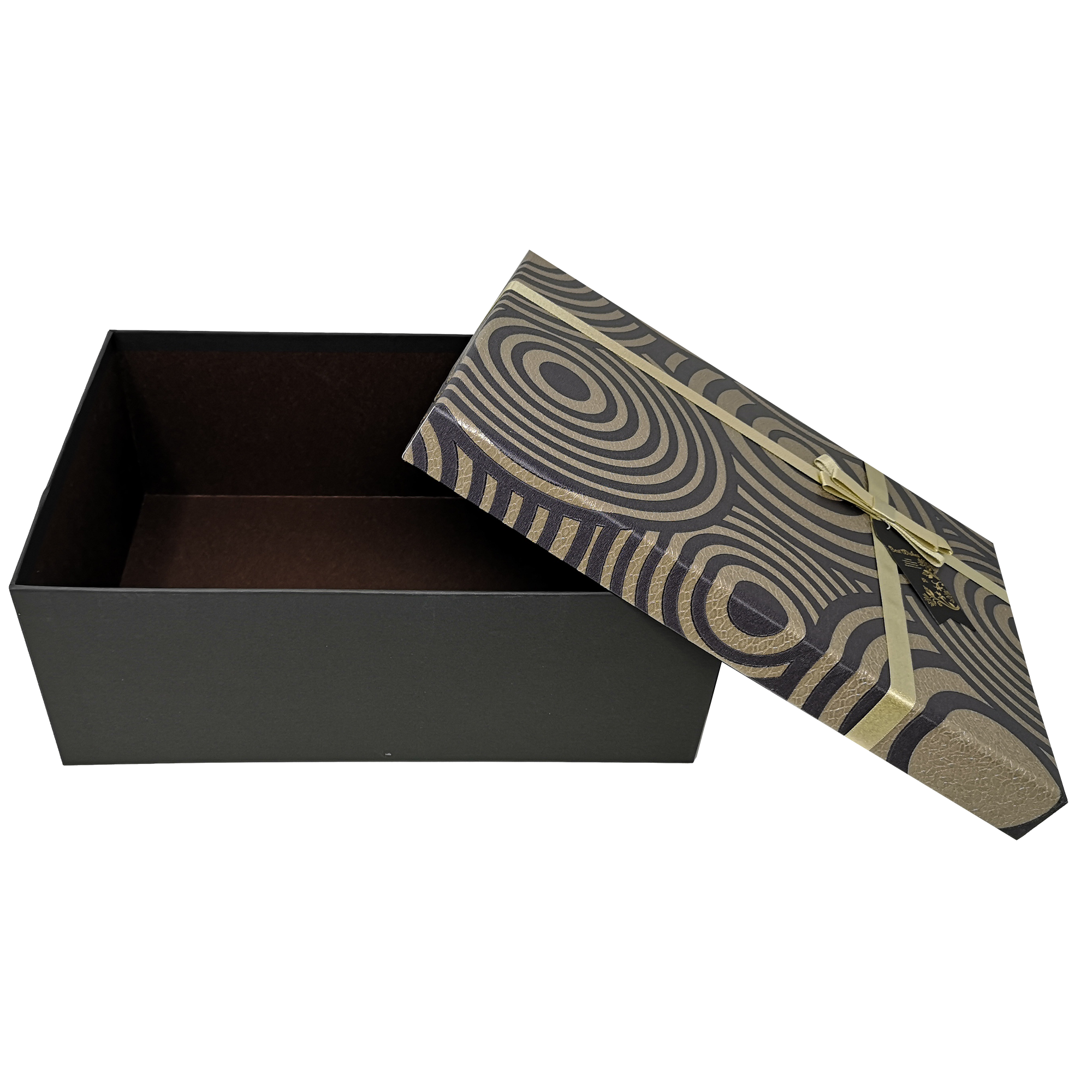 Extra große Geschenkbox mit geprägtem Kreismuster, Band und Anhänger