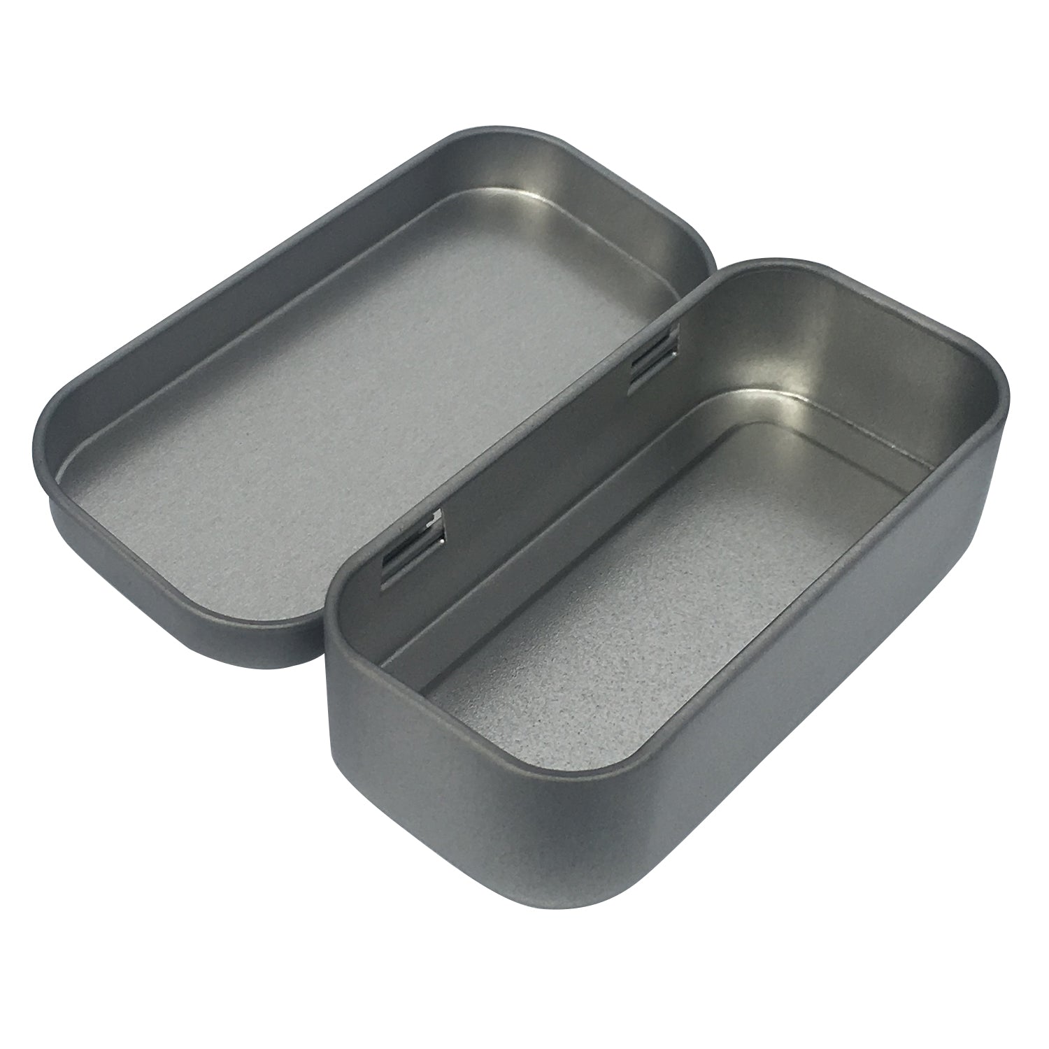 100pcs Silver Stock Rectangular Gift Tin Box With Hinged Lid/ L80 x W38 x H20(mm)