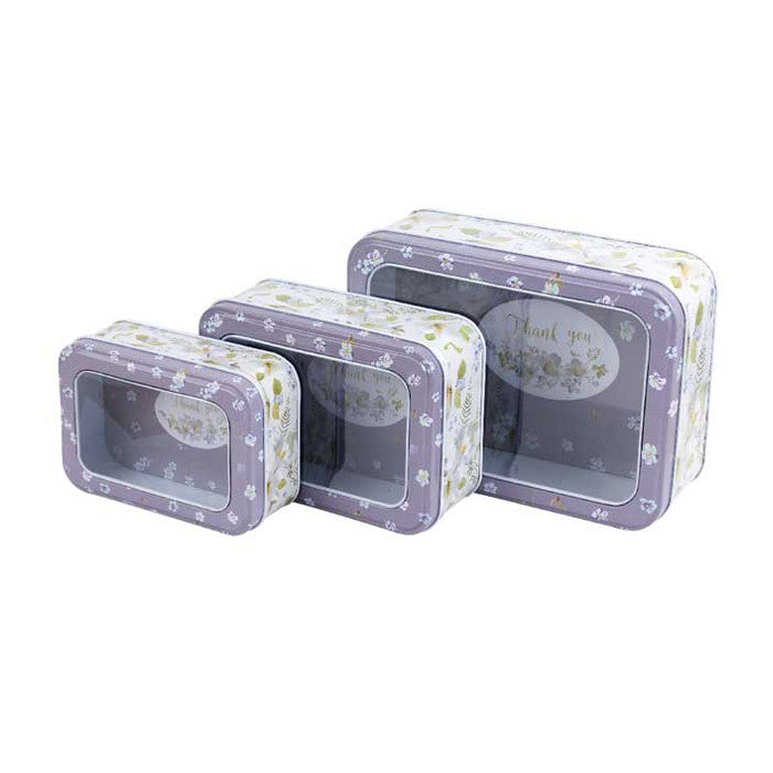 Rectangular Window Lid Stackable Storage Tin - Set of 3 - Ld Packagingmall