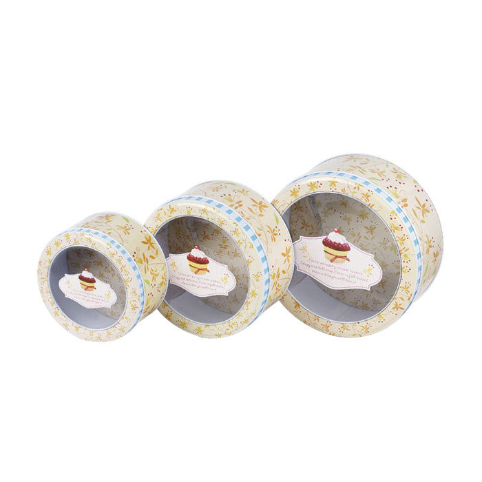 Round Window Lid Stackable Storage Tin - Set of 3 - Ld Packagingmall