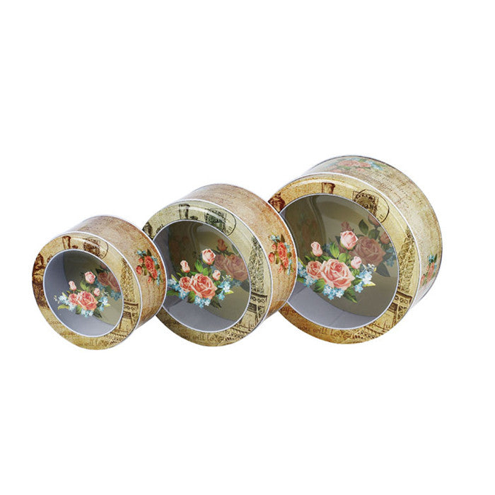 Round Window Lid Stackable Storage Tin - Set of 3 - Ld Packagingmall
