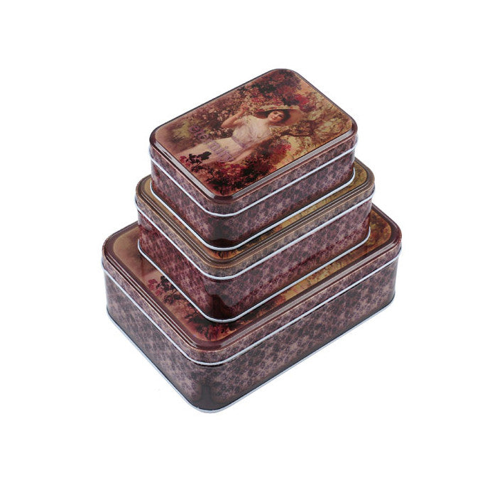 Rectangular Slip Lid Stackable Storage Tin - Set of 3 - Ld Packagingmall