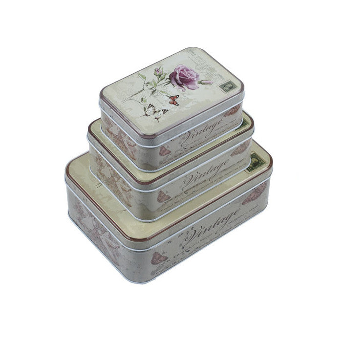 Rectangular Slip Lid Stackable Storage Tin - Set of 3 - Ld Packagingmall