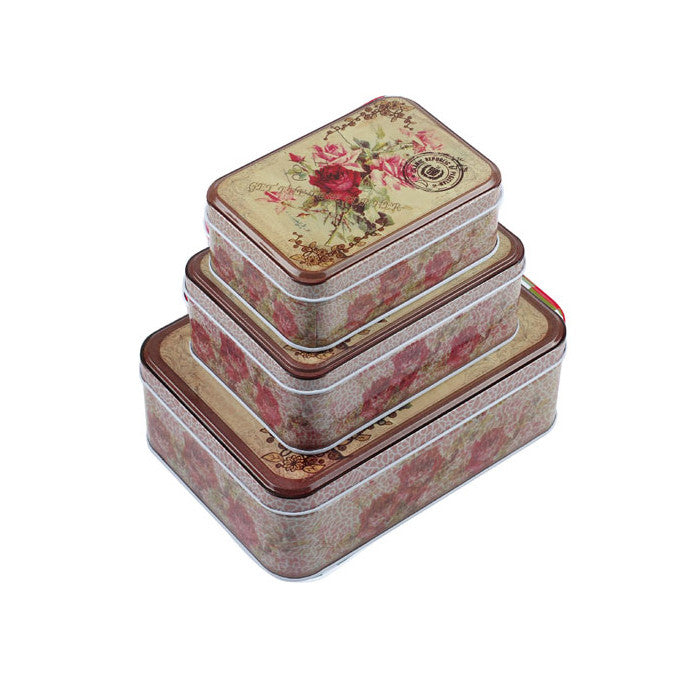 Rectangular Slip Lid Stackable Storage Tin - Set of 3 - Ld Packagingmall