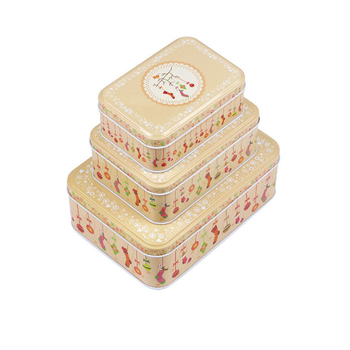 Rectangular Slip Lid Stackable Storage Tin - Set of 3 - Ld Packagingmall