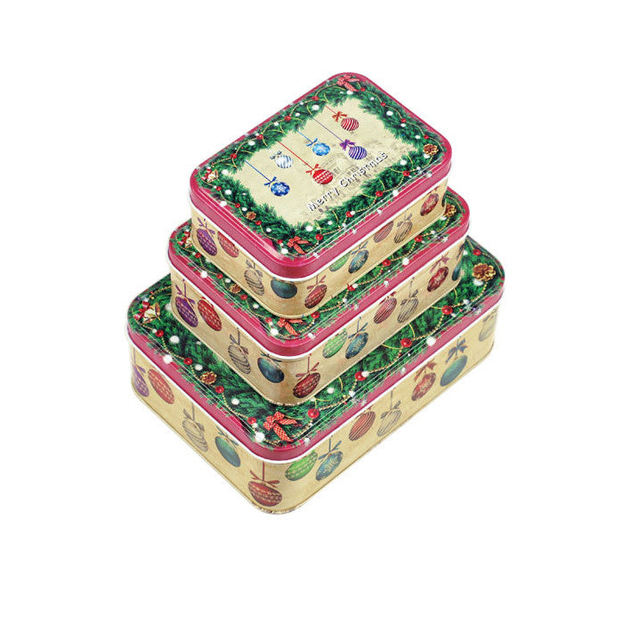 Rectangular Slip Lid Christmas Gifts Stackable Storage Tin - Set of 3 - Ld Packagingmall
