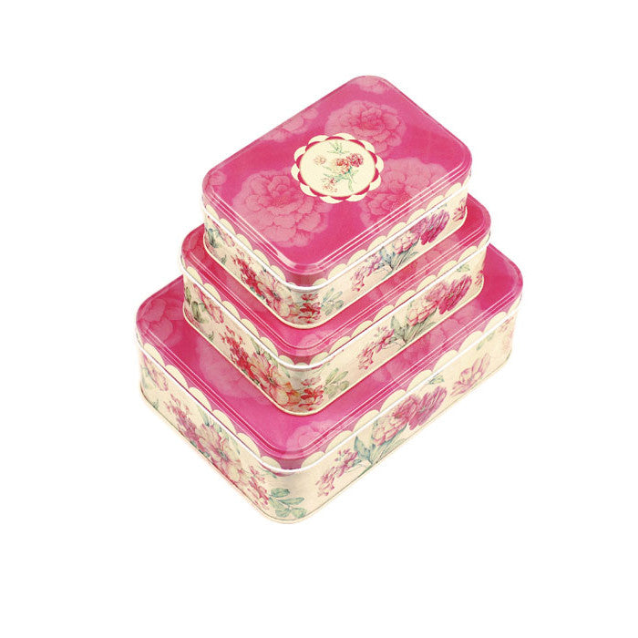 Rectangular Slip Lid Christmas Gifts Stackable Storage Tin - Set of 3 - Ld Packagingmall