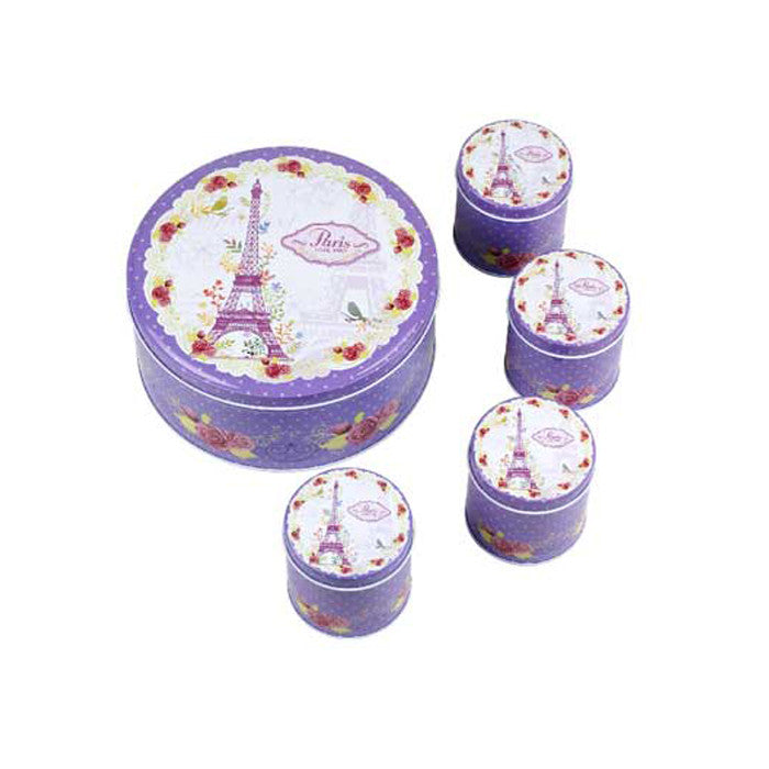 Round Slip Lid Storage Tin - Set of 5 - Ld Packagingmall